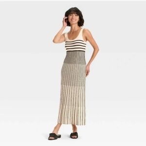 Women's Maxi Sweater Dress - A New Day™ Black/Cream Striped XS